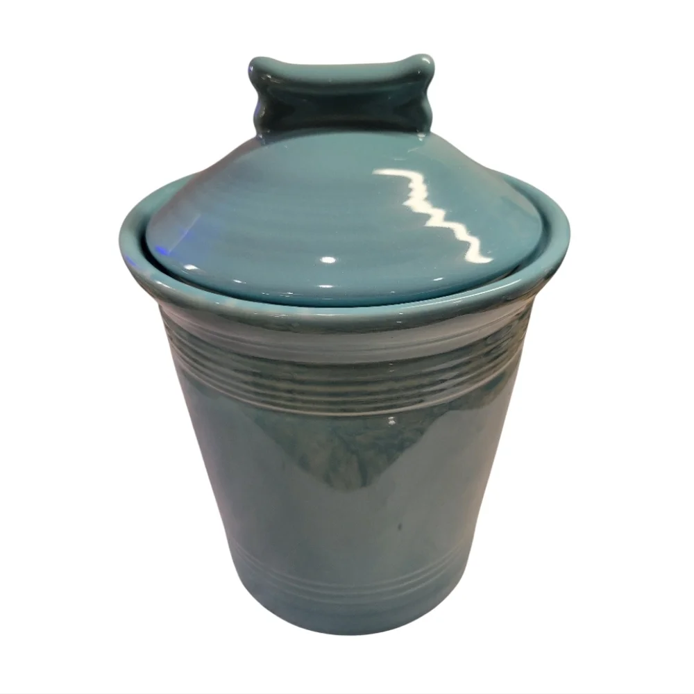 FIESTA MEDIUM pet dog bone CANISTER treat cookie CROCK TURQUOISE